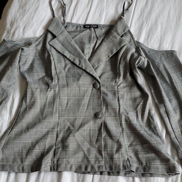 Fashion Nova plaid peplum style off the shoulder - Picture 2 of 2